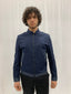 Bomber in cotone tencel con contrasti in eco pelle