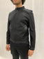 Bomber in cotone tencel con contrasti in eco pelle