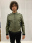 Bomber in cotone tencel con contrasti in eco pelle