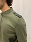 Bomber in cotone tencel con contrasti in eco pelle