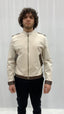 Bomber in cotone tencel con contrasti in eco pelle