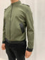 Bomber in cotone tencel con contrasti in eco pelle