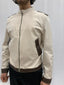 Bomber in cotone tencel con contrasti in eco pelle