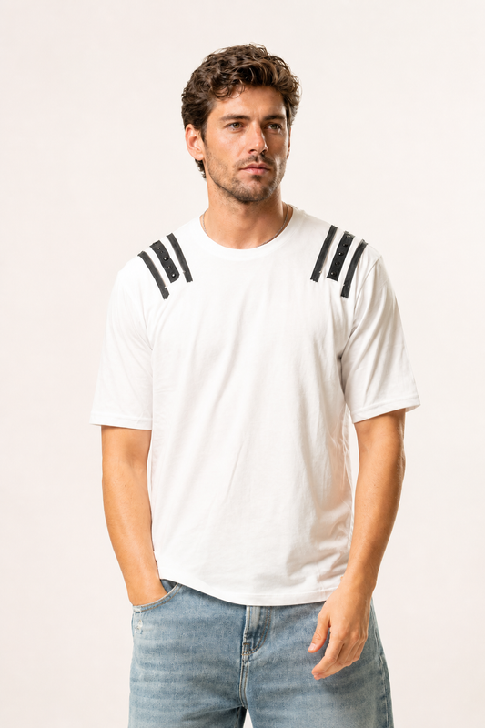 T-shirt con stricie sui lati