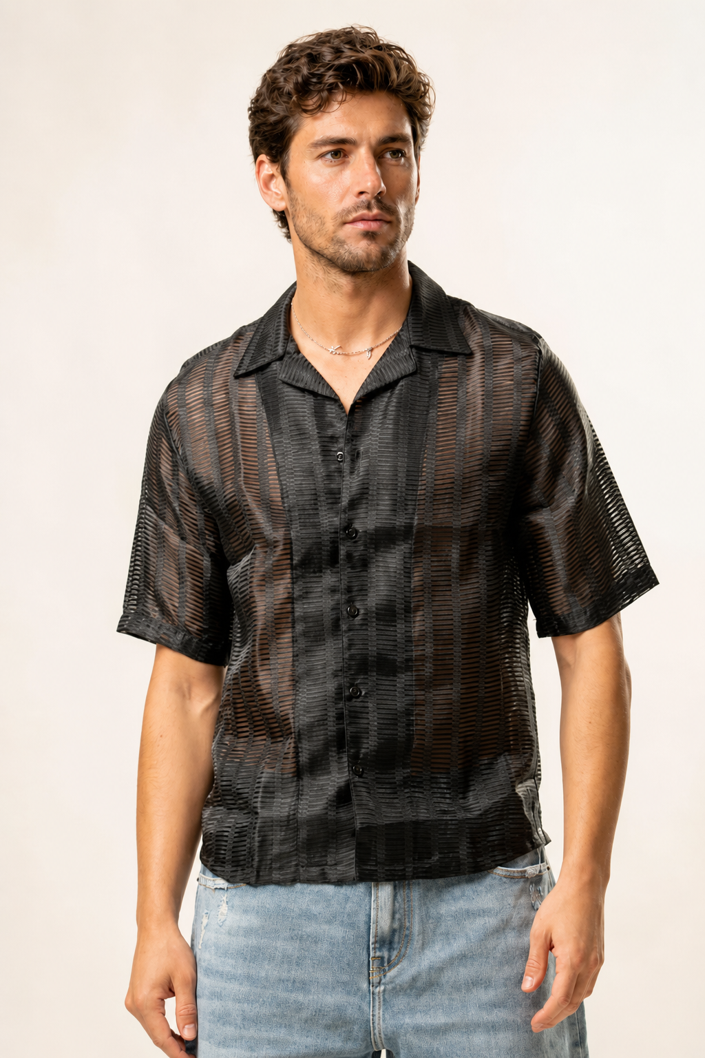 Camicia traforata trasparente