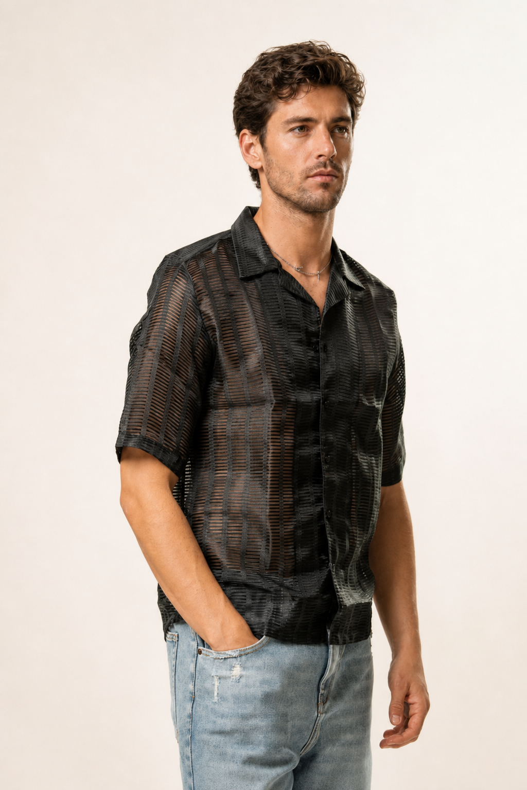 Camicia traforata trasparente