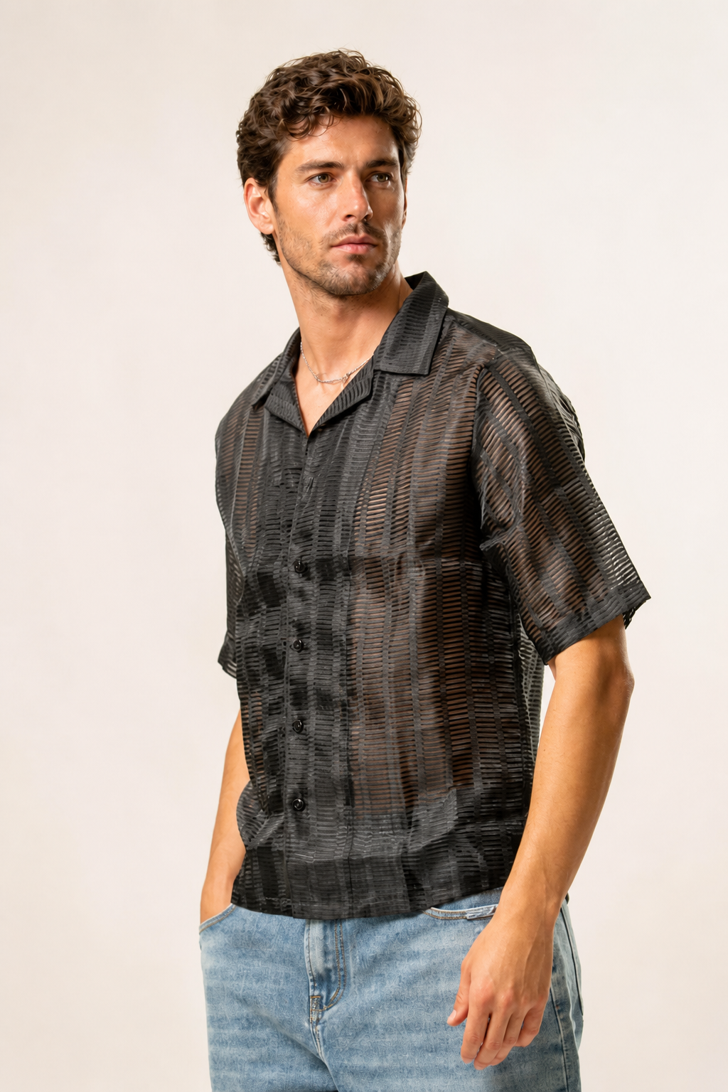 Camicia traforata trasparente