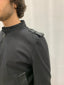 Bomber in cotone tencel con contrasti in eco pelle