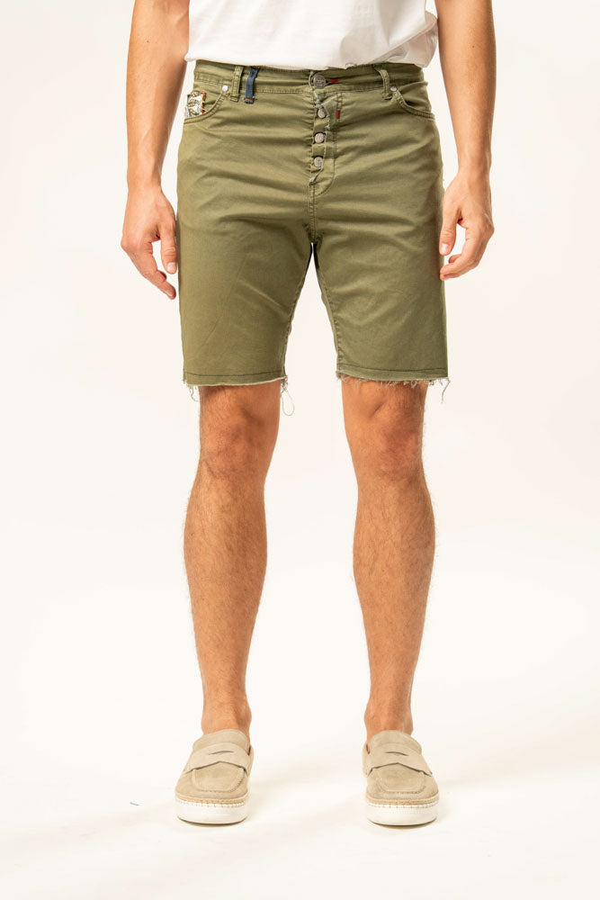 Pantalone corto 100% cotone con ricamo