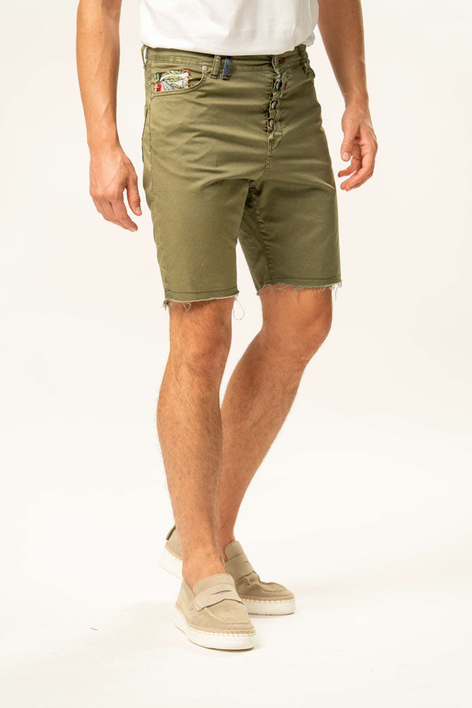Pantalone corto 100% cotone con ricamo