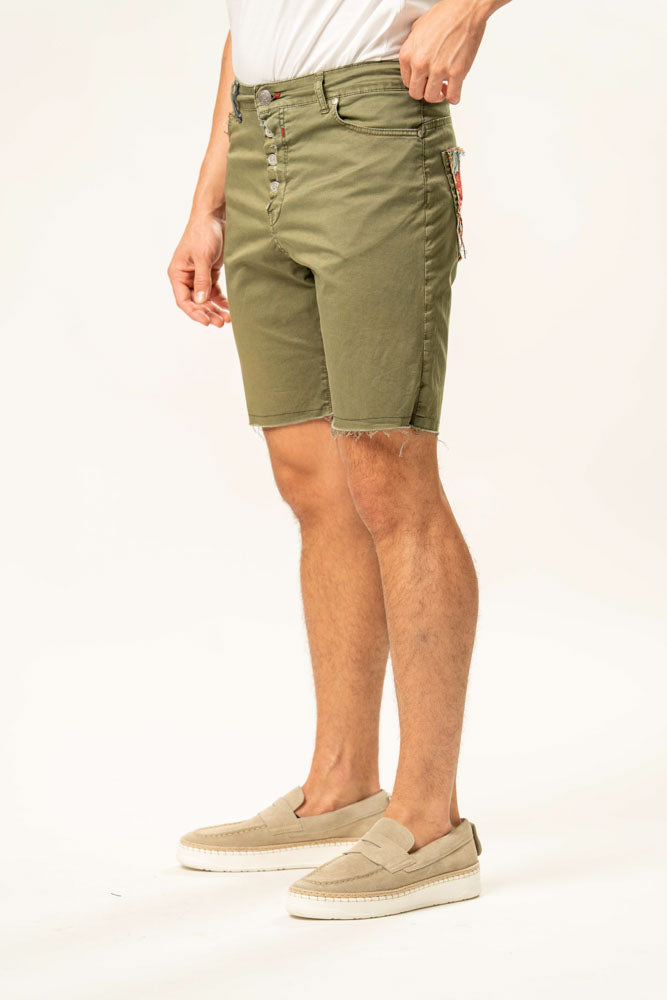 Pantalone corto 100% cotone con ricamo